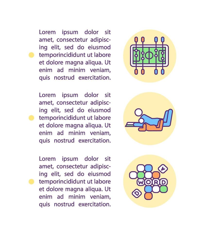 icono de concepto de actividades de interior con texto vector