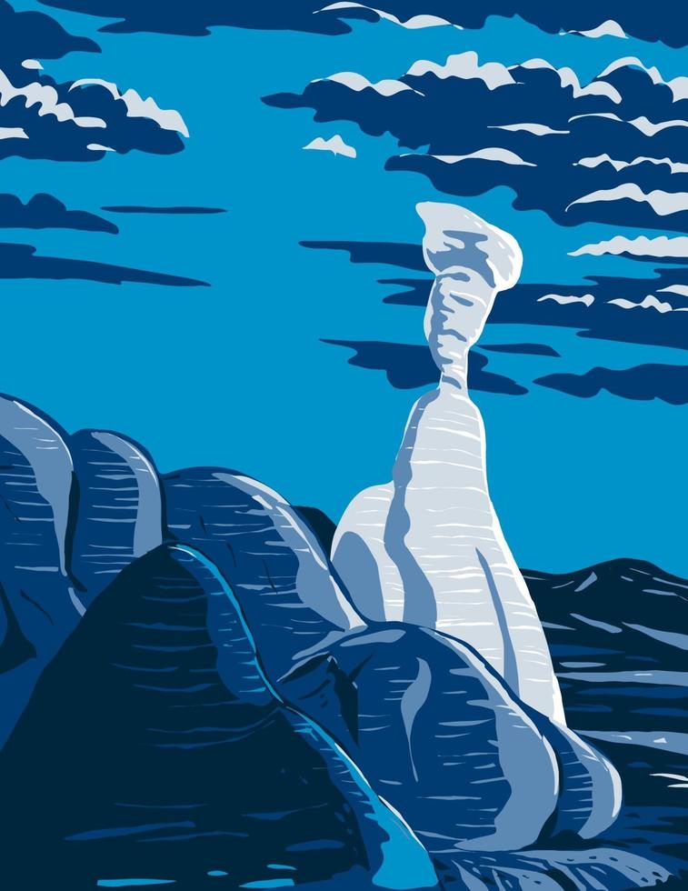 Toadstools in the Grand Staircase-Escalante National Monument in Utah at Night WPA Poster Art vector