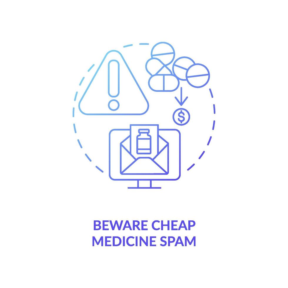 Beware cheap medicine spam concept icon vector