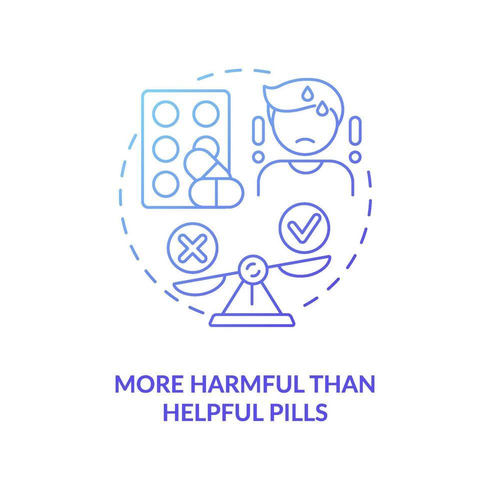 More harmful than helpful pills concept icon vector