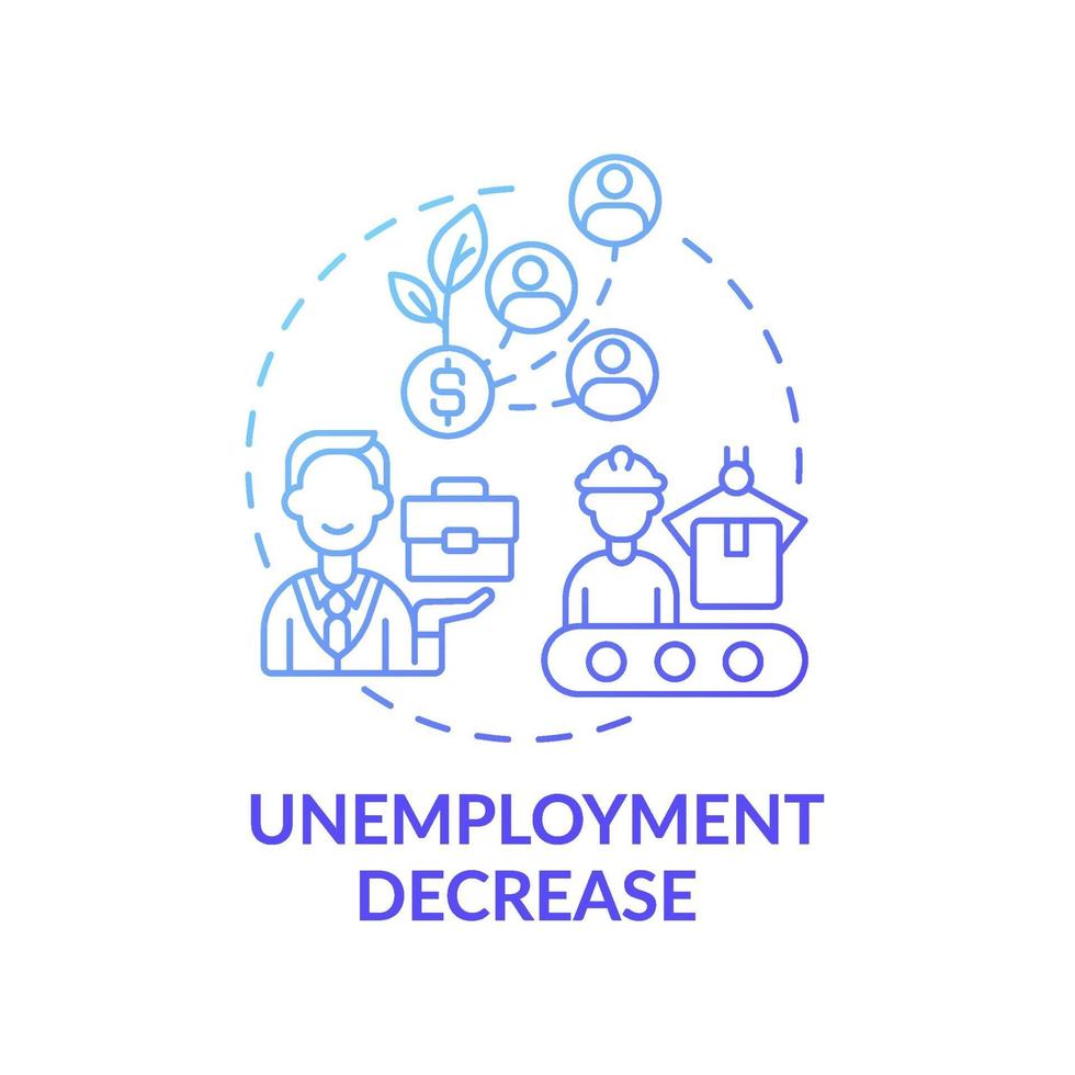 Unemployment decrease concept icon vector