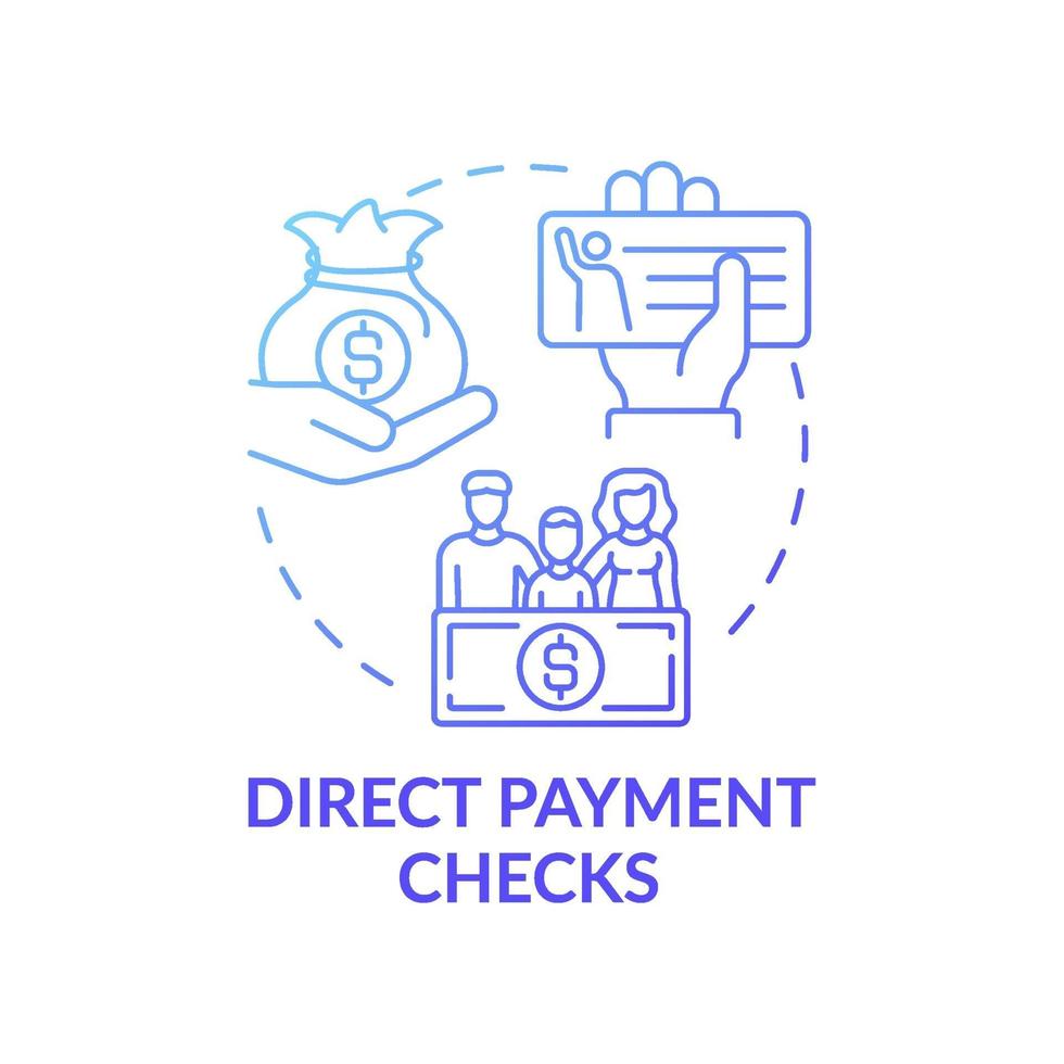 icono de concepto de cheques de pago directo vector