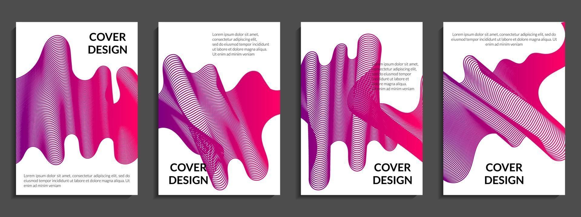 Abstract set of purple and red gradient wavy line vector
