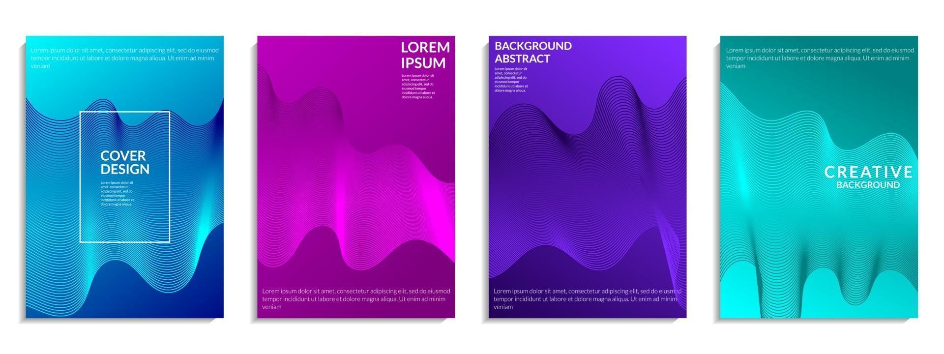 Abstract set of colorful gradient wavy lines shape vector