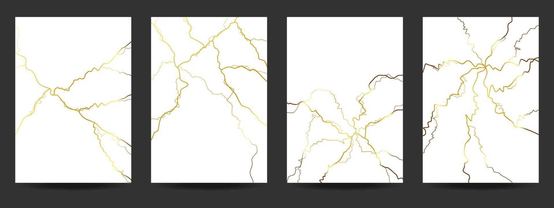 Gold kintsugi cover design background. vector