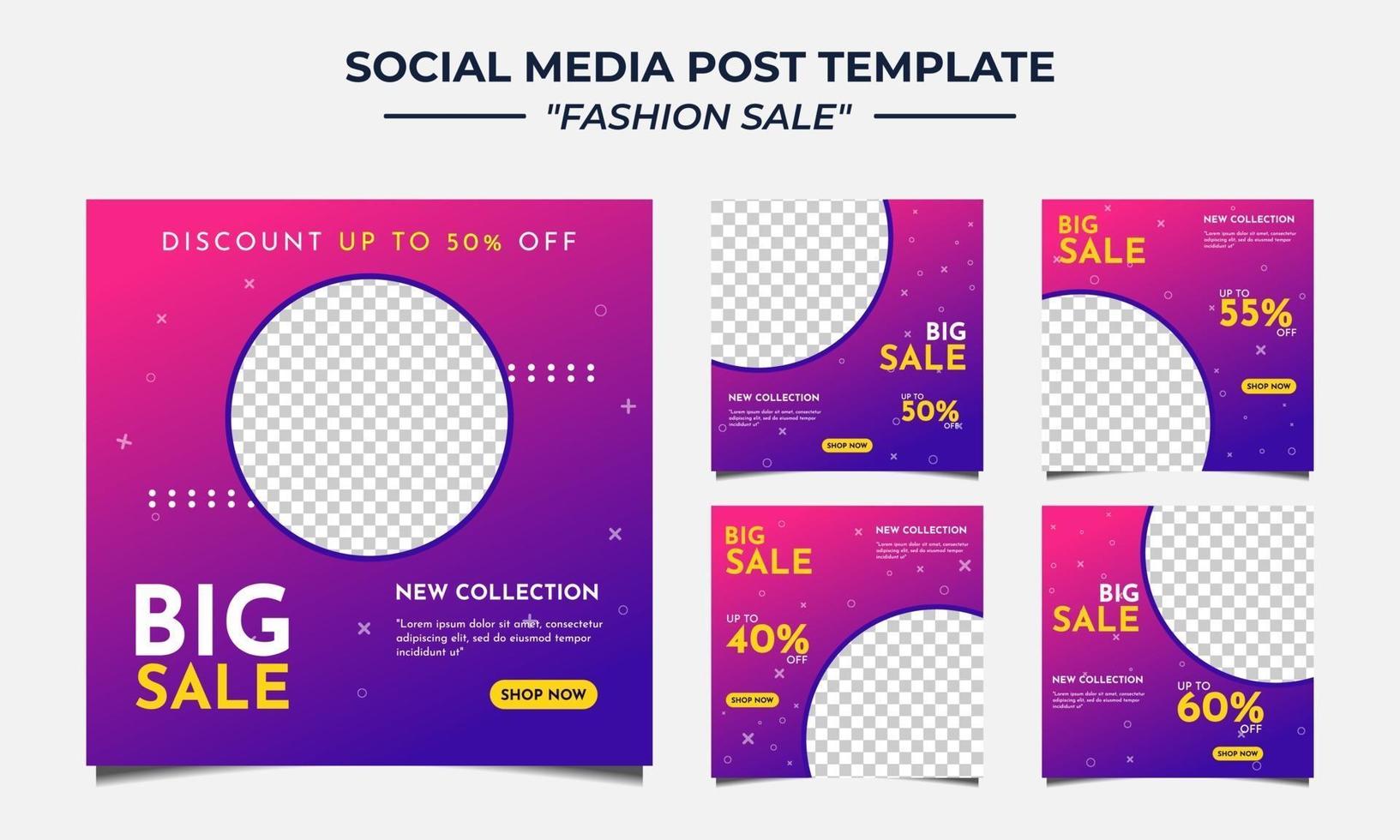 social media post template fashion sale vector