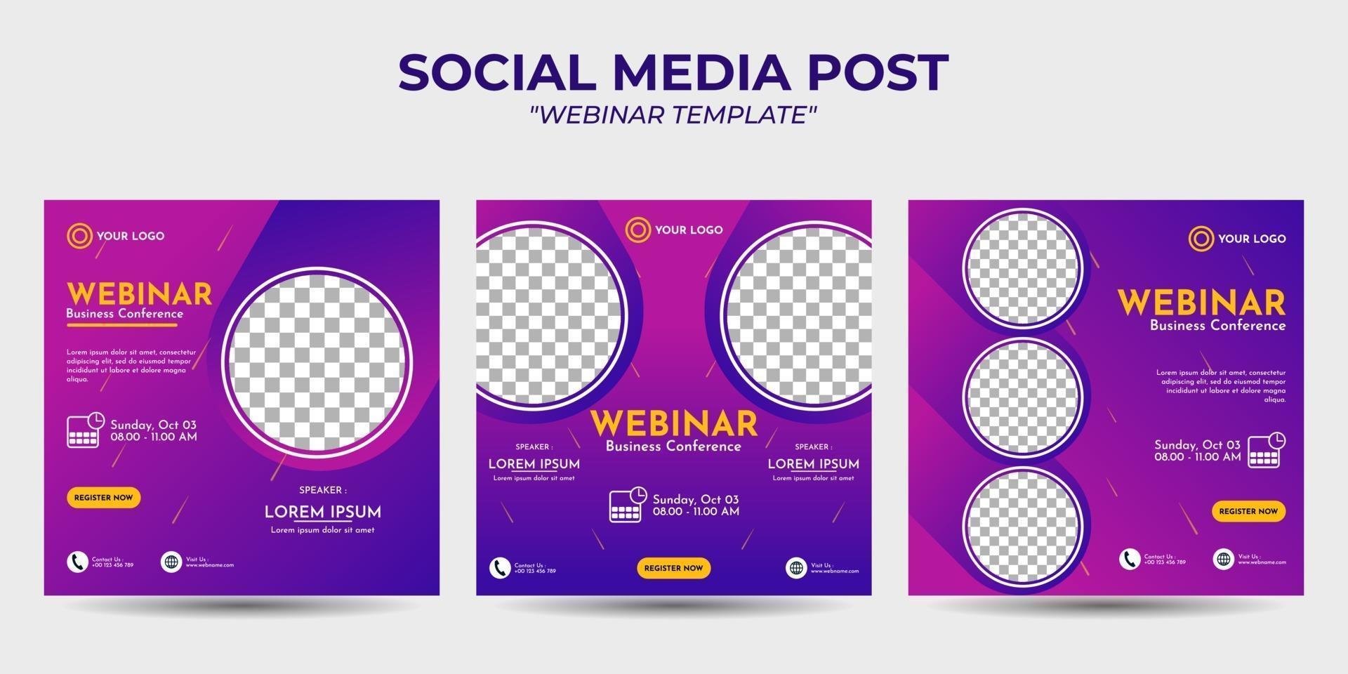 social media story post templates webinar vector