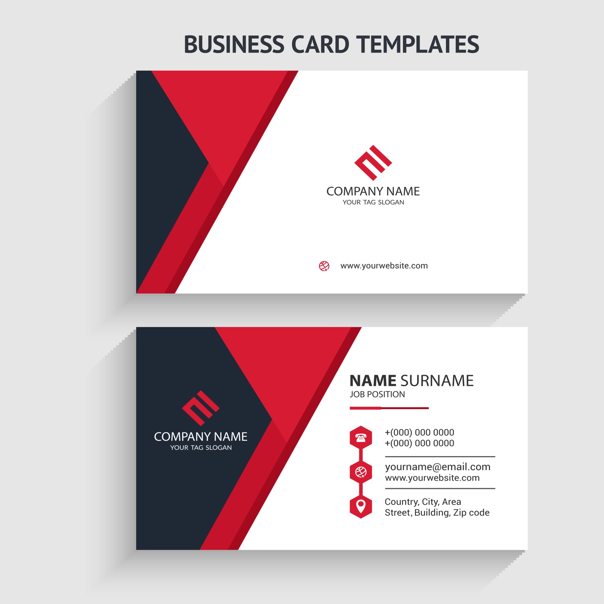 Modern Business Card Template. Stationery Design, Flat Design For Modern Business Card Design Templates