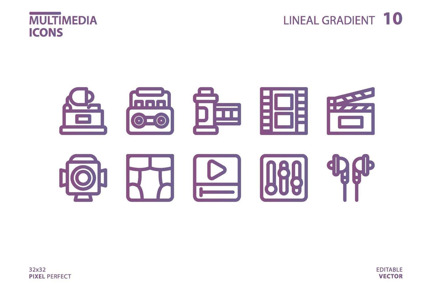 Multimedia line icon collection vector