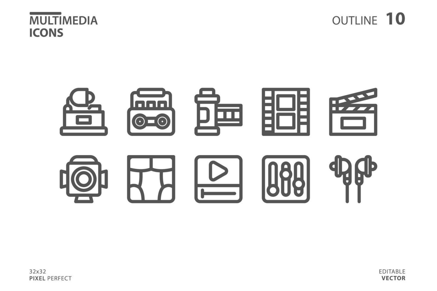 colección de iconos de línea multimedia vector