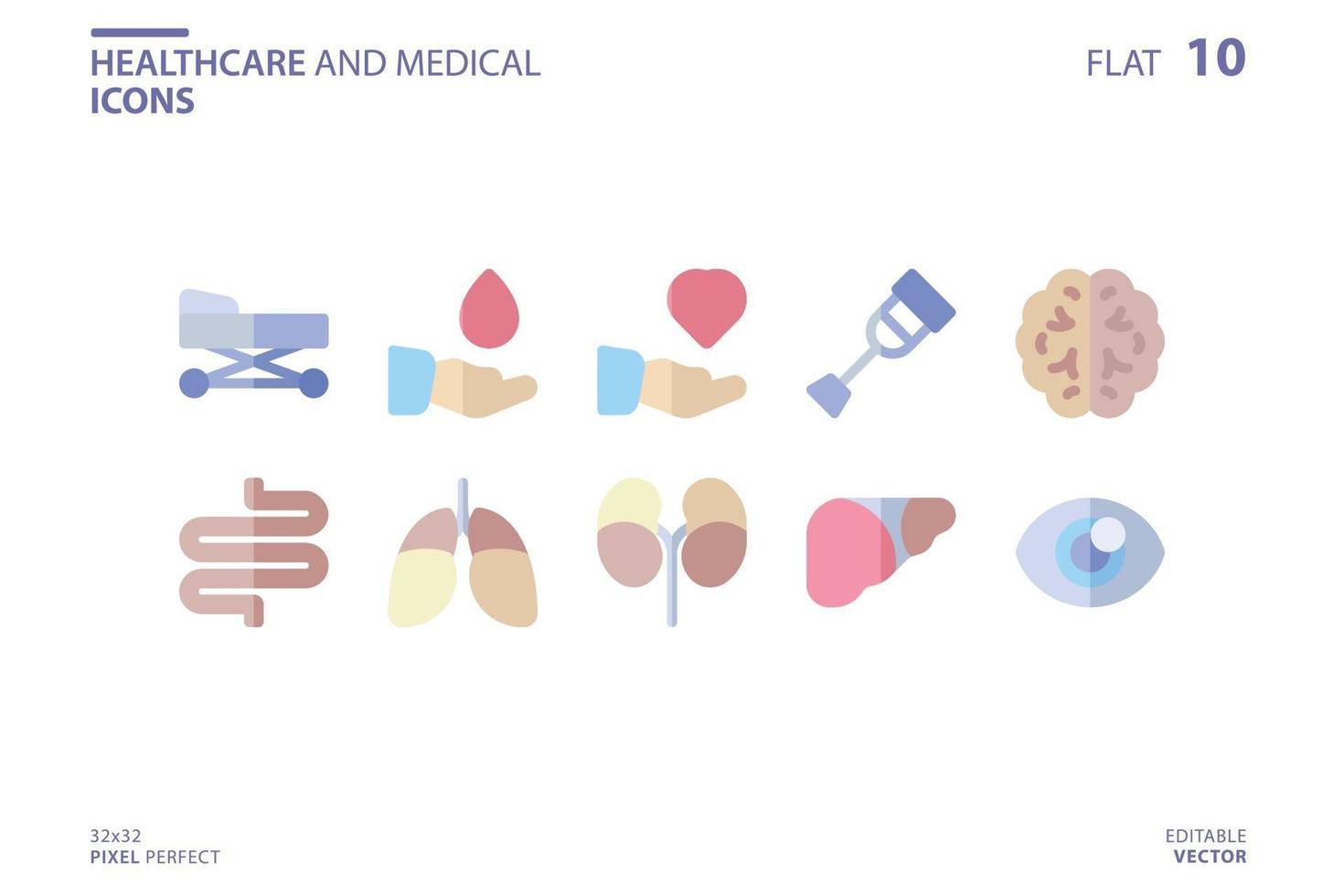 Healthcare And Medical icon set in flat style. Vector logo design template. Modern design icon, symbol, logo and illustration. Vector graphics illustration and editable stroke. Isolated on white background.