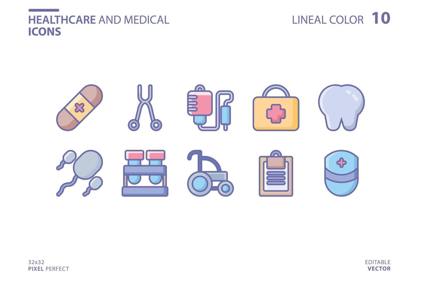 Healthcare and medical line and fill icon set vector