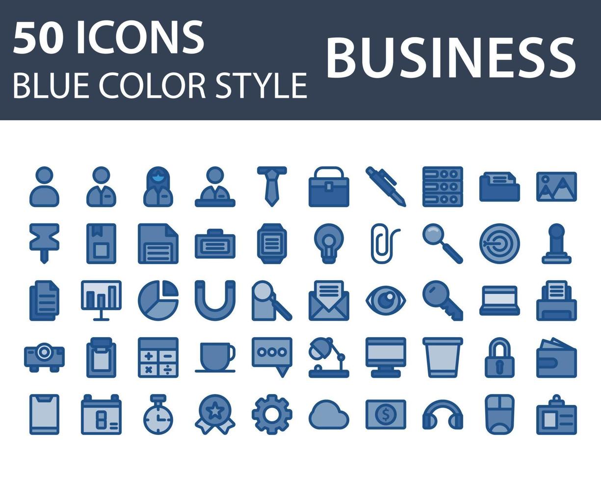 Set of Business icon in Blue Outline Color style isolated on white background. for your web site design, logo, app, UI. Vector graphics illustration and editable stroke. EPS 10.