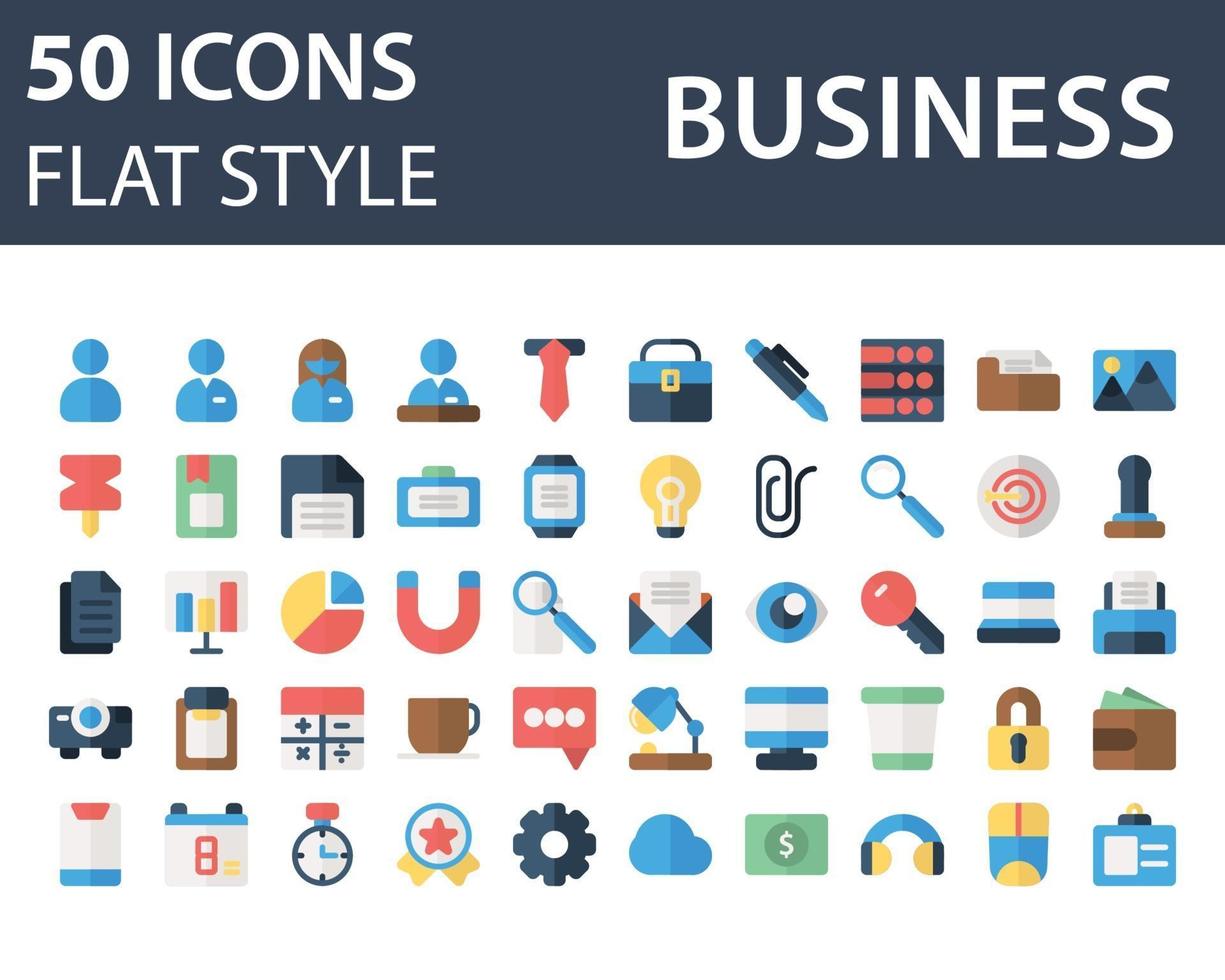 Set of Business icon in Flat style isolated on white background. for your web site design, logo, app, UI. Vector graphics illustration and editable stroke. EPS 10.