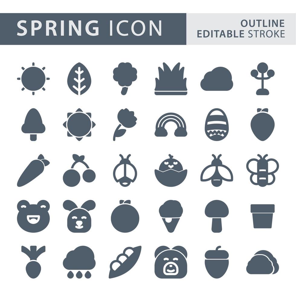 conjunto de conjunto de iconos de silueta de primavera vector