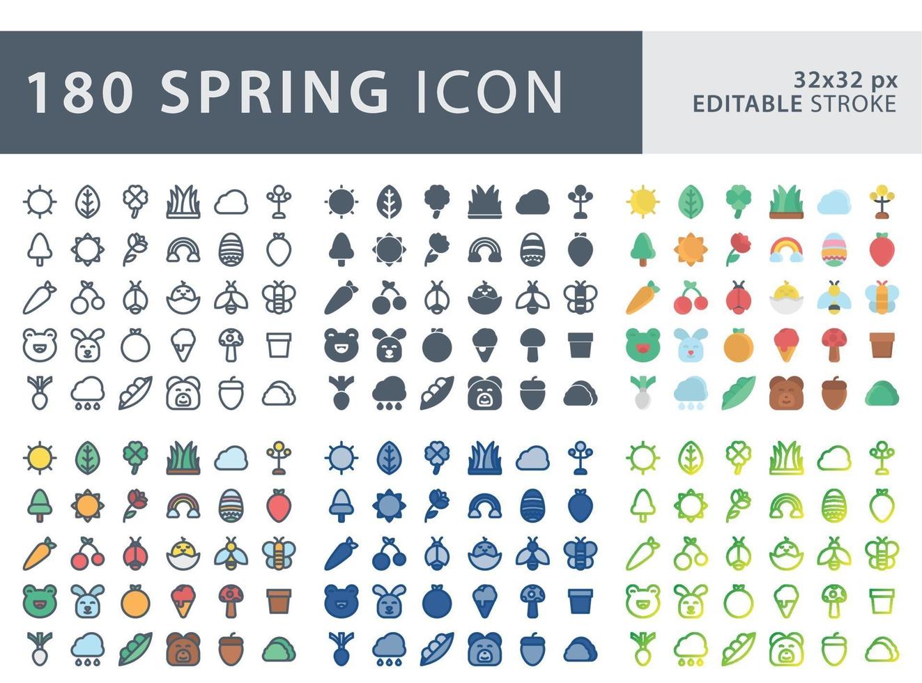 conjunto de conjunto de iconos de primavera vector