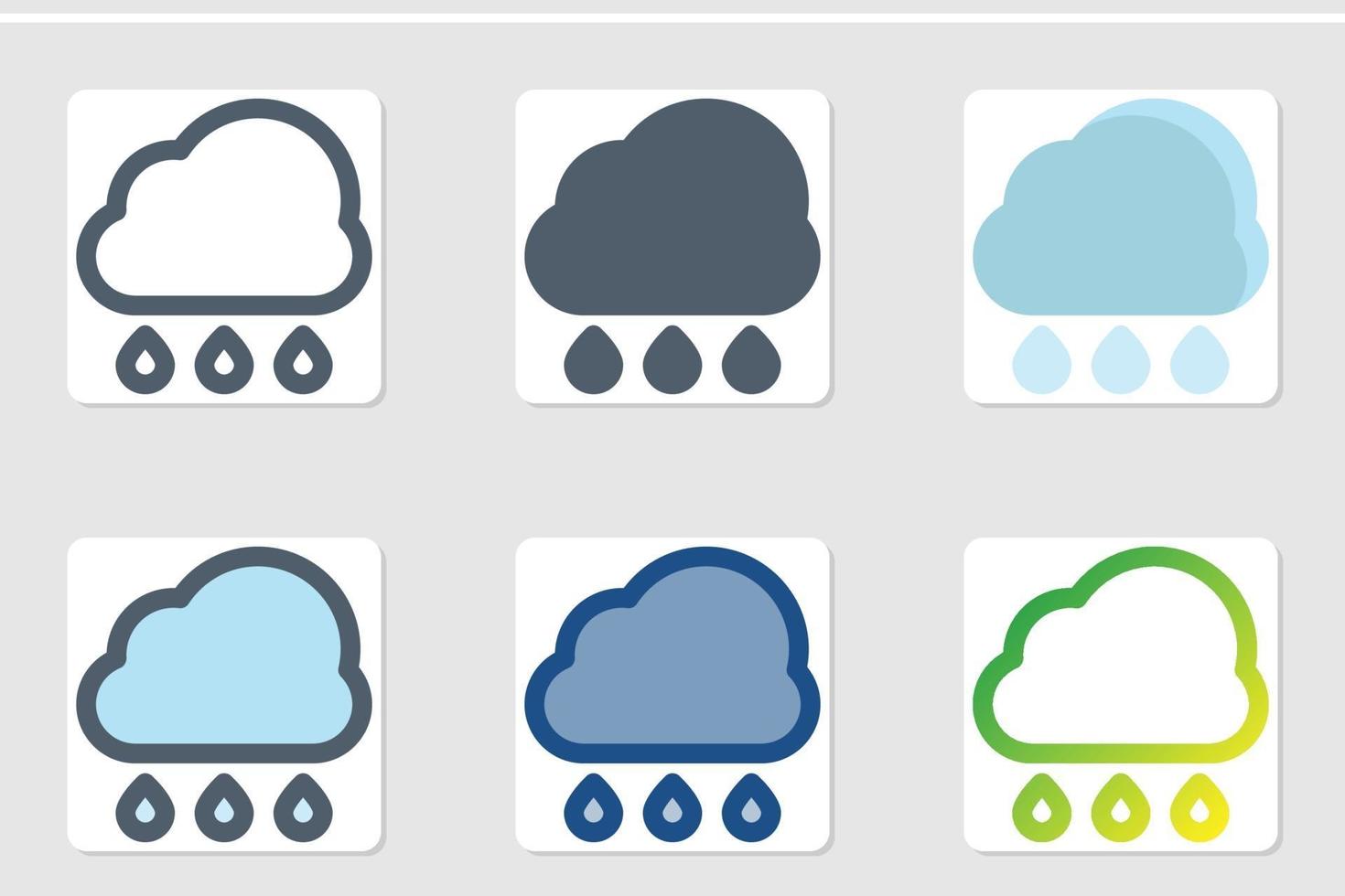 rainy cloud icon set vector