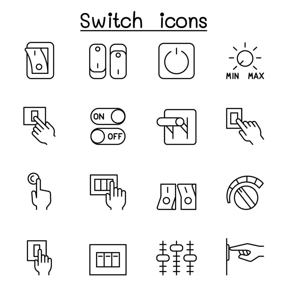 Switch icon set in thin line style vector