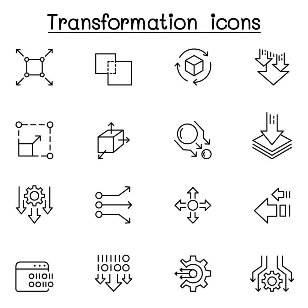 transform, edit, change, scale, update icon set in thin line style vector