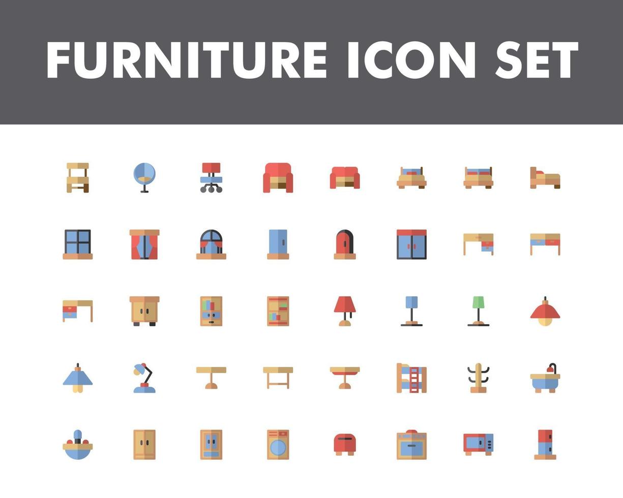 conjunto de iconos de muebles aislado sobre fondo blanco. para el diseño de su sitio web, logotipo, aplicación, interfaz de usuario. Ilustración de gráficos vectoriales y trazo editable. eps 10. vector