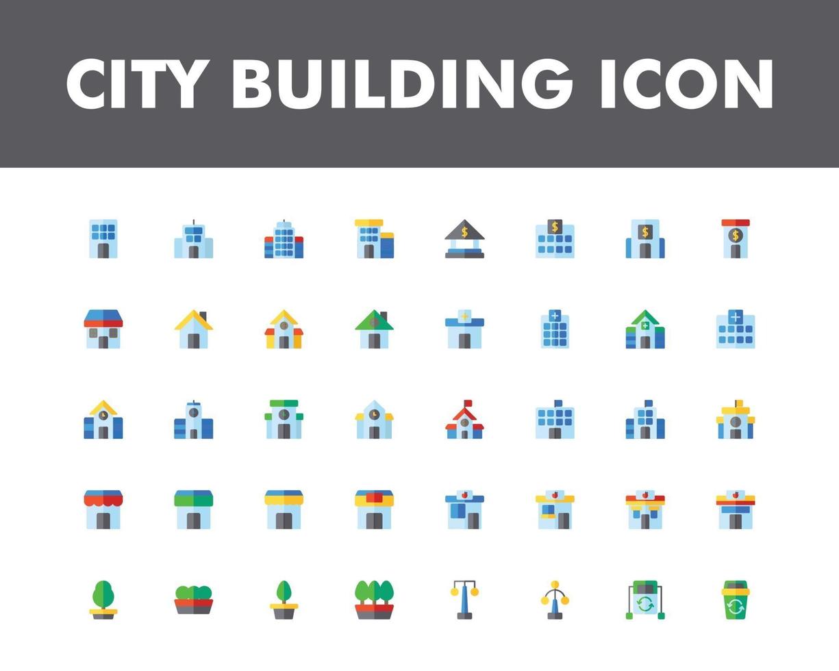 City building icon set isolated on white background vector