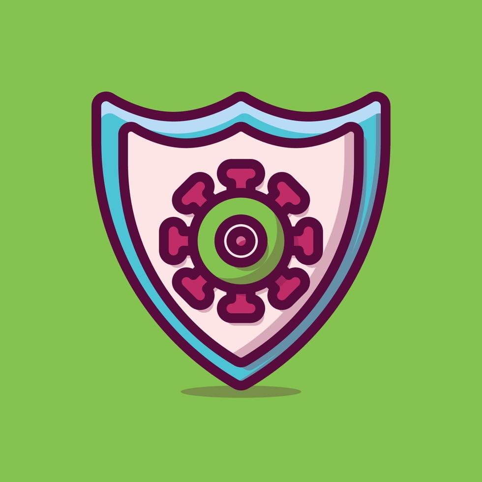 Ilustración de icono de vector de virus de protección. estilo de dibujos animados plano adecuado para página de destino web, banner, pegatina, fondo.