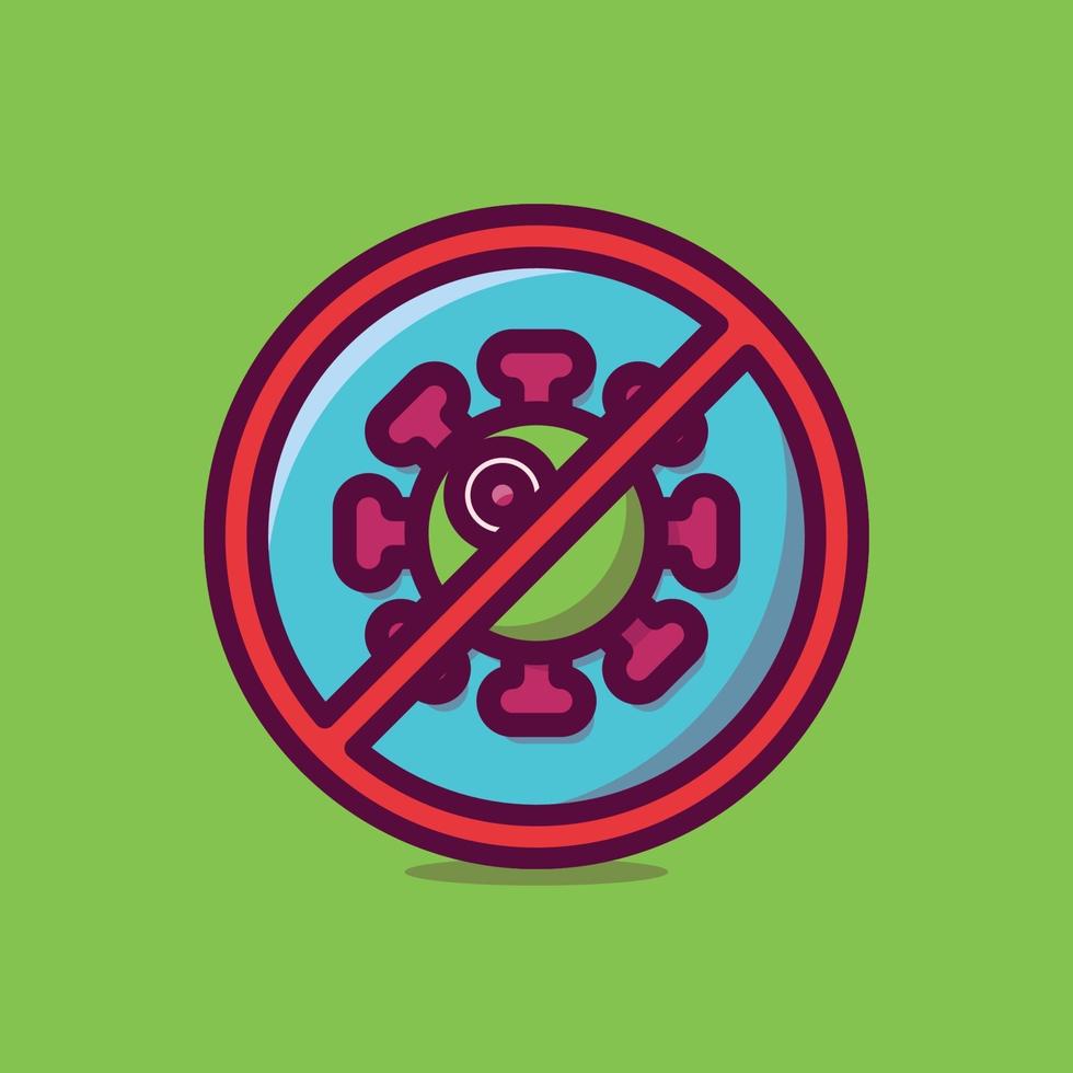 No virus Vector Icon Illustration. Flat Cartoon Style Suitable for Web Landing Page, Banner, Sticker, Background.