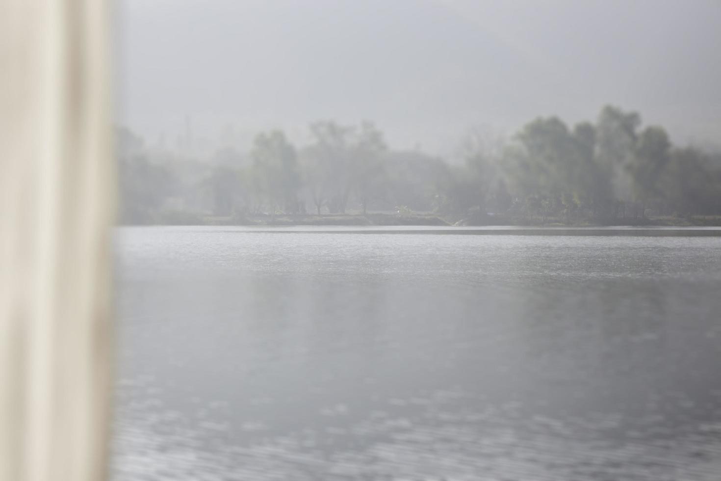 Curtain and lake view photo