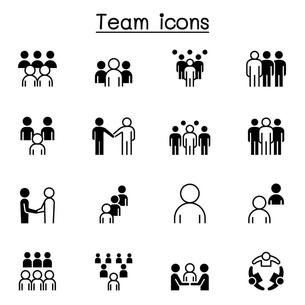 Trabajo en equipo, equipo, iconos de personas, diseño gráfico de ilustración vectorial vector