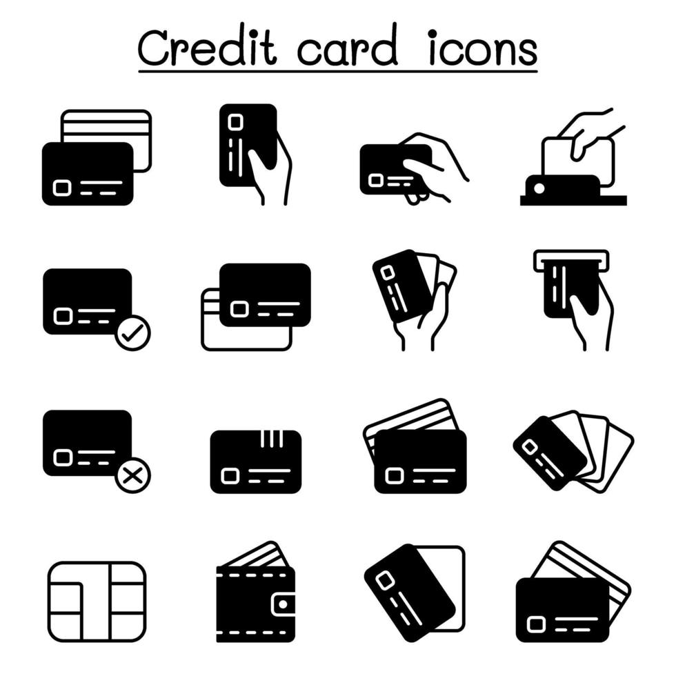 tarjeta de crédito, tarjeta de débito, pago, iconos de compras, diseño gráfico de ilustración vectorial vector