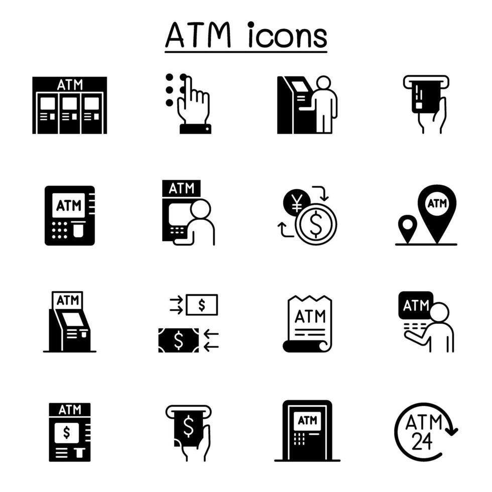 ATM related vector icons.