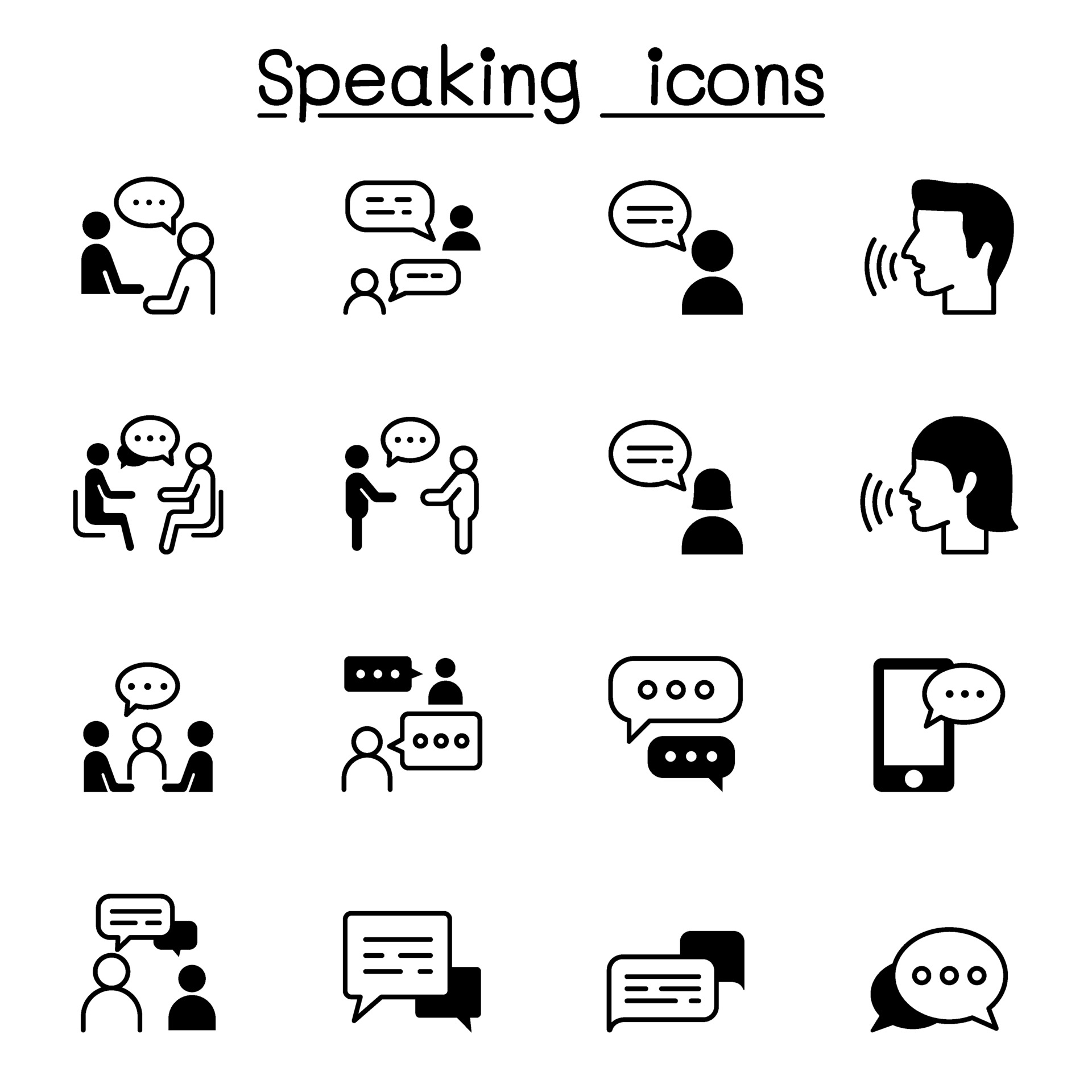 Talk Speech Discussion Dialog Speaking Chat Conference Meeting Icon Set Vector Illustration Graphic Design 2135078 Vector Art At Vecteezy
