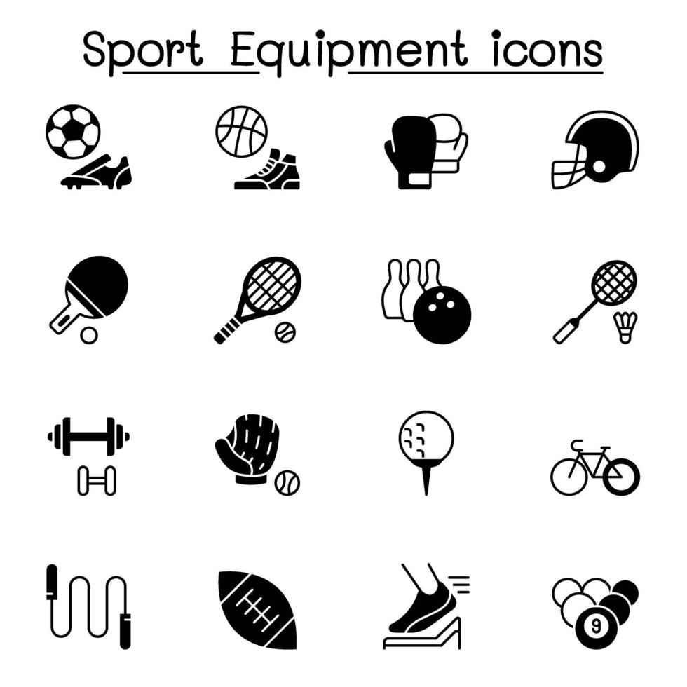 Sport equipment icons set vector
