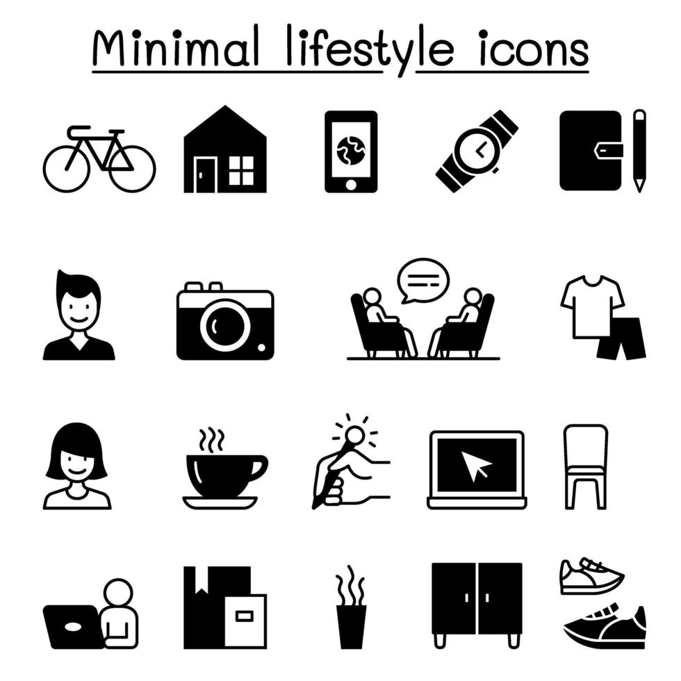 Estilo de vida mínimo, iconos hipster establecer diseño gráfico de ilustración vectorial vector