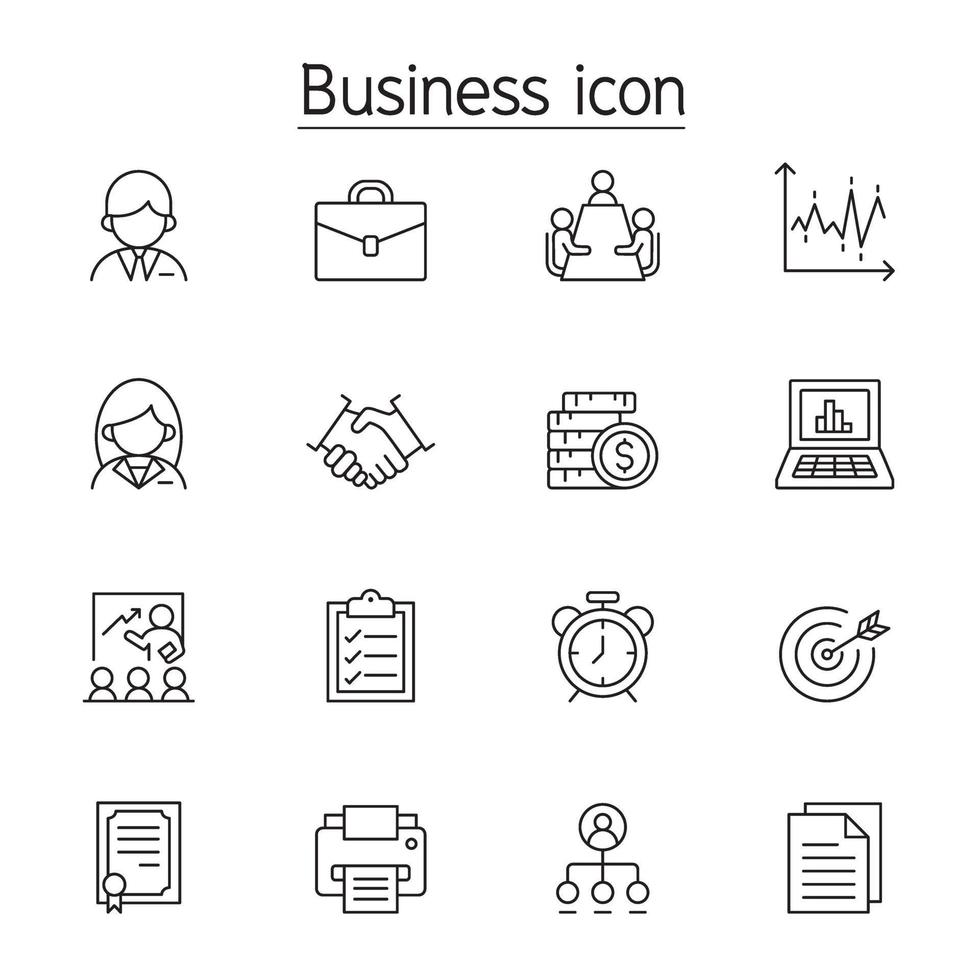 Business management icon set in thin line style vector