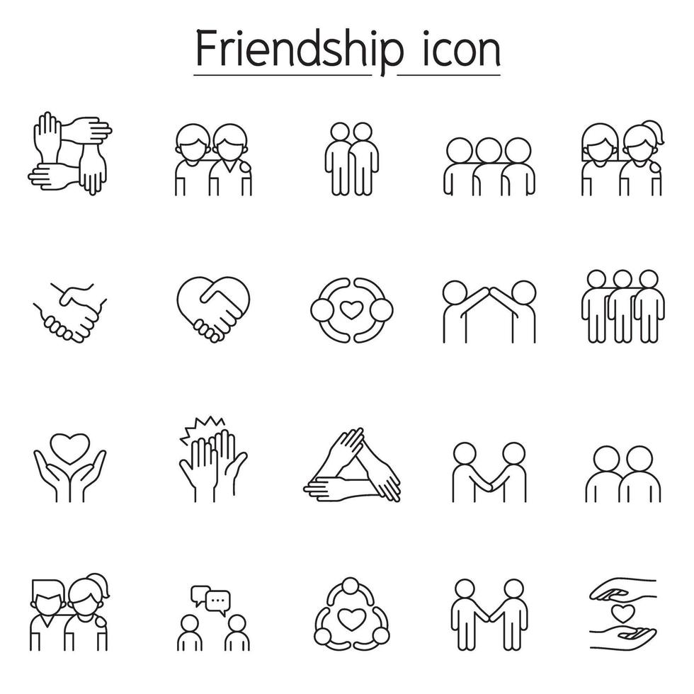 icono de amistad en estilo de línea fina vector