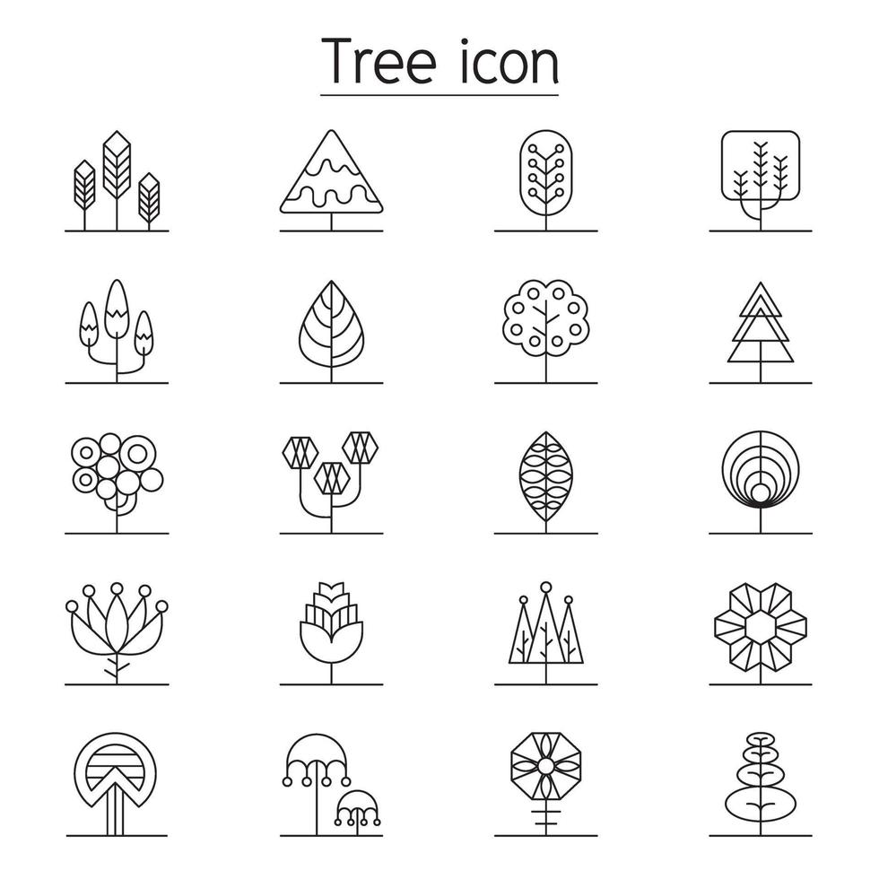 icono de árbol en estilo de línea fina vector