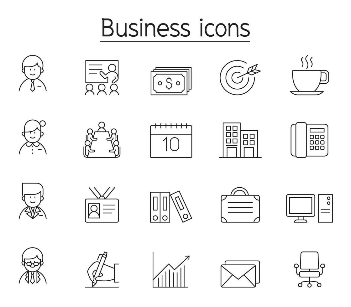 Business management icon set in thin line style vector