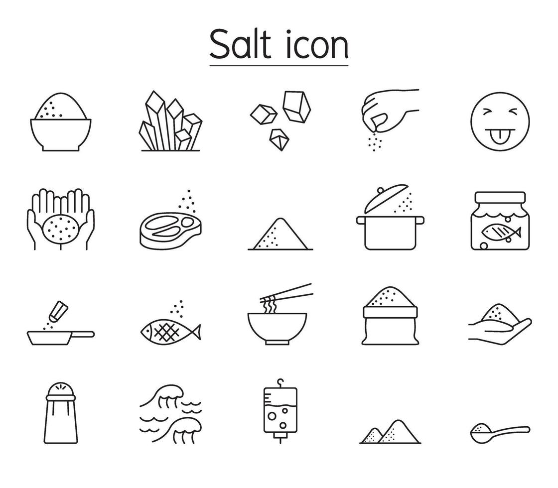 Salt icon set in thin line style vector