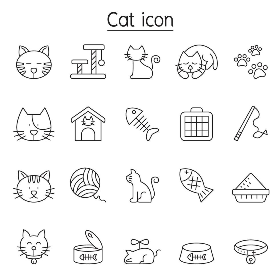 iconos de gato en estilo de línea fina vector