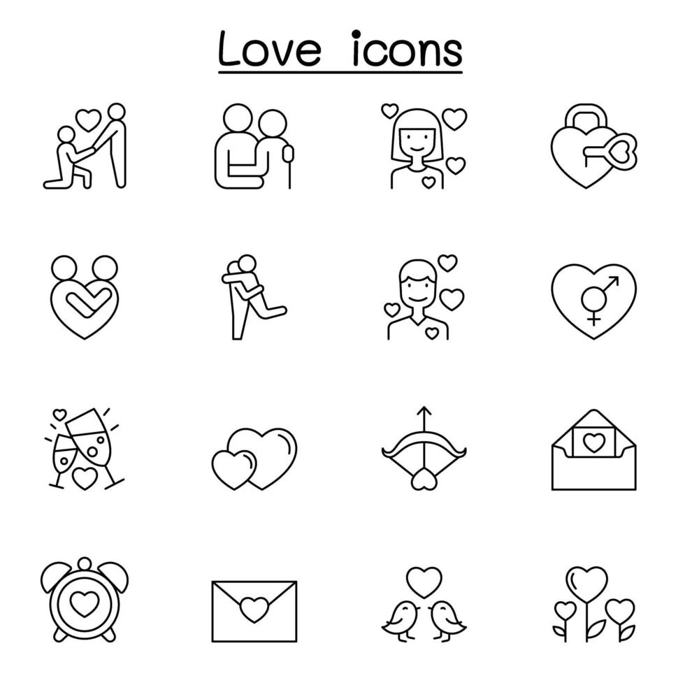 icono de amor en estilo de línea fina vector