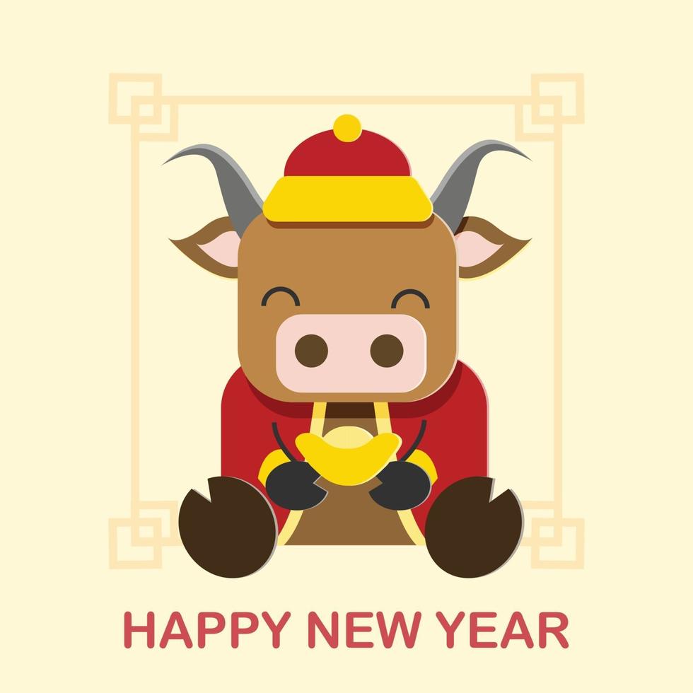 Happy Chinese New Year year of ox vector