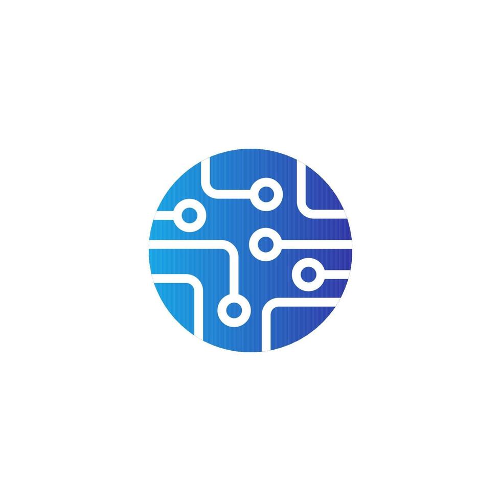 Blue color with white line circuit board icon logo symbol vector