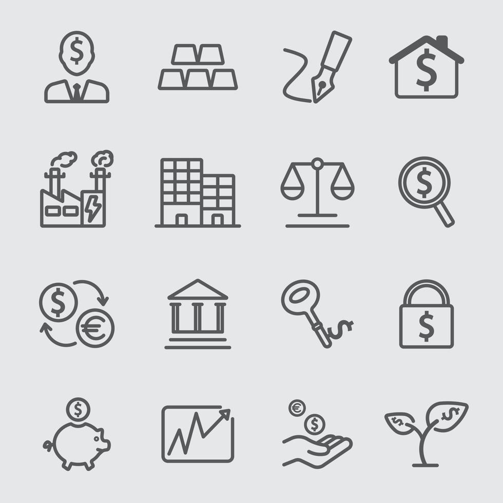 Investment line icons set vector