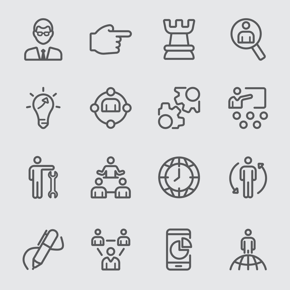 Management line icons set vector