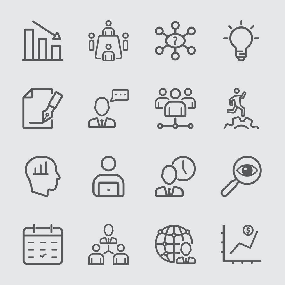 Management workflow line icons set vector