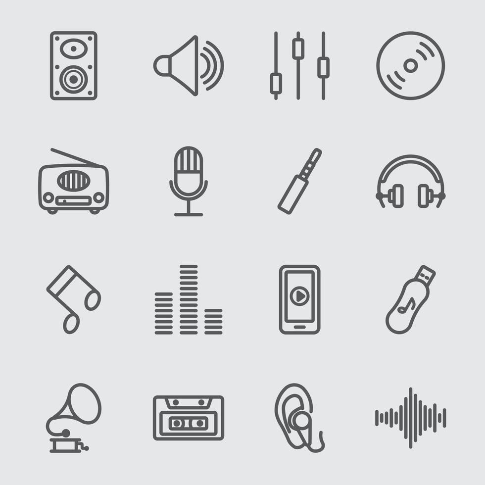 conjunto de iconos de línea de música vector
