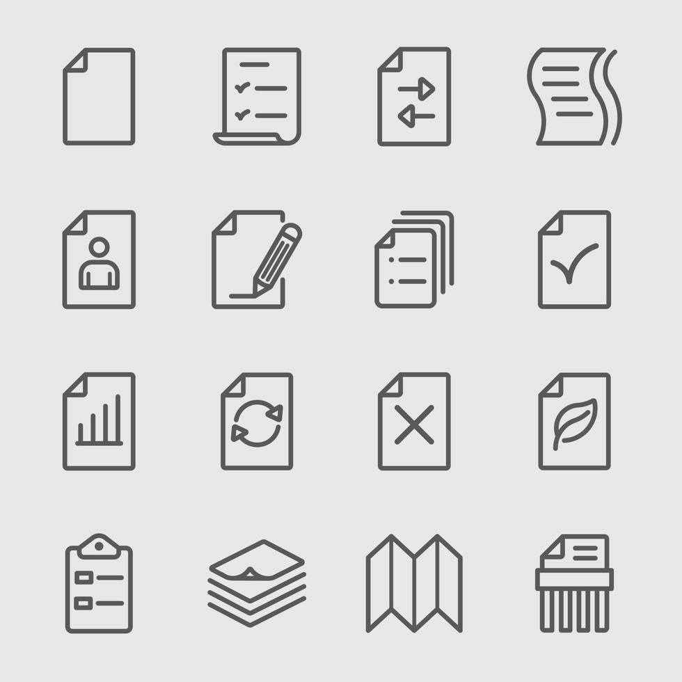 Paper sheet line icons set vector