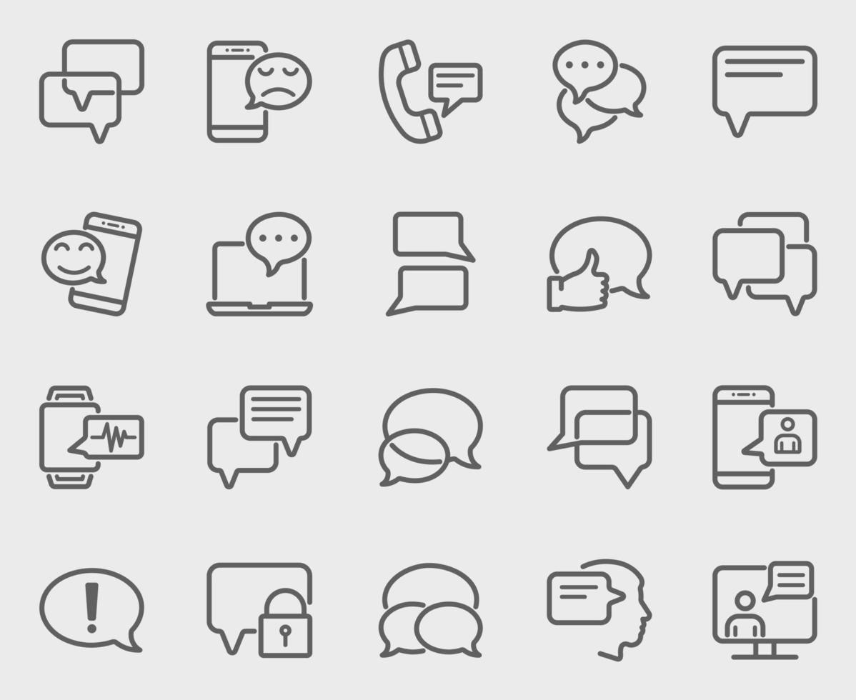 Message line icons set vector