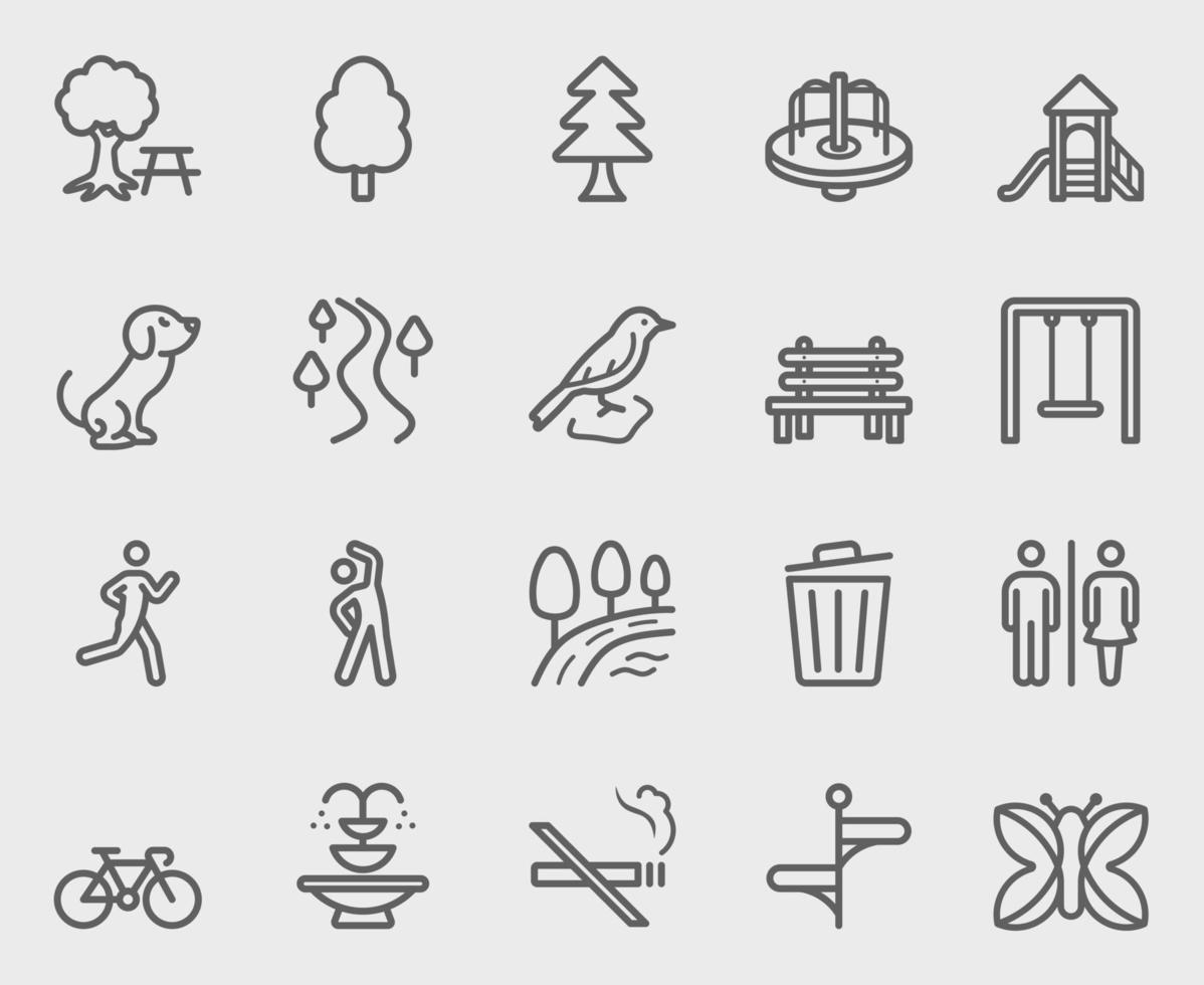 Park outdoor line icons set vector